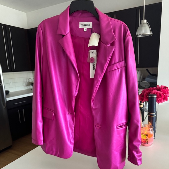 Leather Pink Blazer - Picture 1 of 3